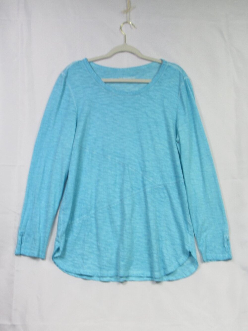 Soft Surroundings Heathered Knit Crew Neck Long Sleeve Slouchy Tunic Tee Blue L